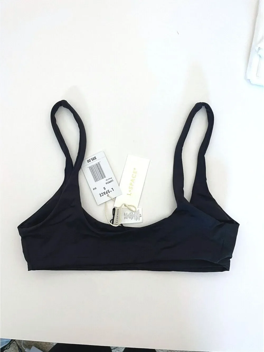 NWT L*Space Solid Prince Black Scoop Neck Bralette Bikini Top Small